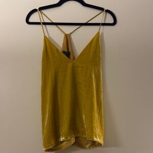 BCBGMaxAzria Mustard Velvet V-Neck Slip Cami